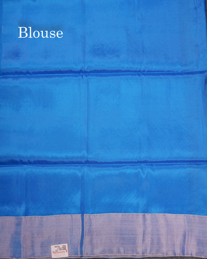 Pinkish Red Pure Silk Mix Soft Silk Saree With Contrast Blue Blouse