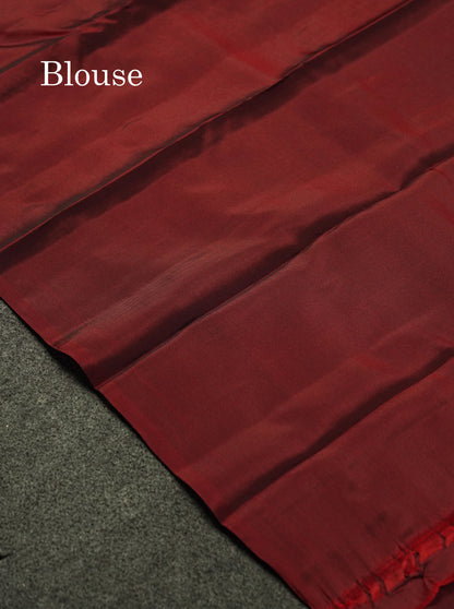 Beautiful Light Lavender PureMix Kanjivaram Soft Silk Saree With Contrast Maroon Border