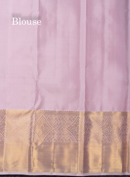 Beautiful Pastel Blue Bridal 2G Pure Kanjivaram Silk Saree With Contrast Baby Pink Traditional Evening Morning Border
