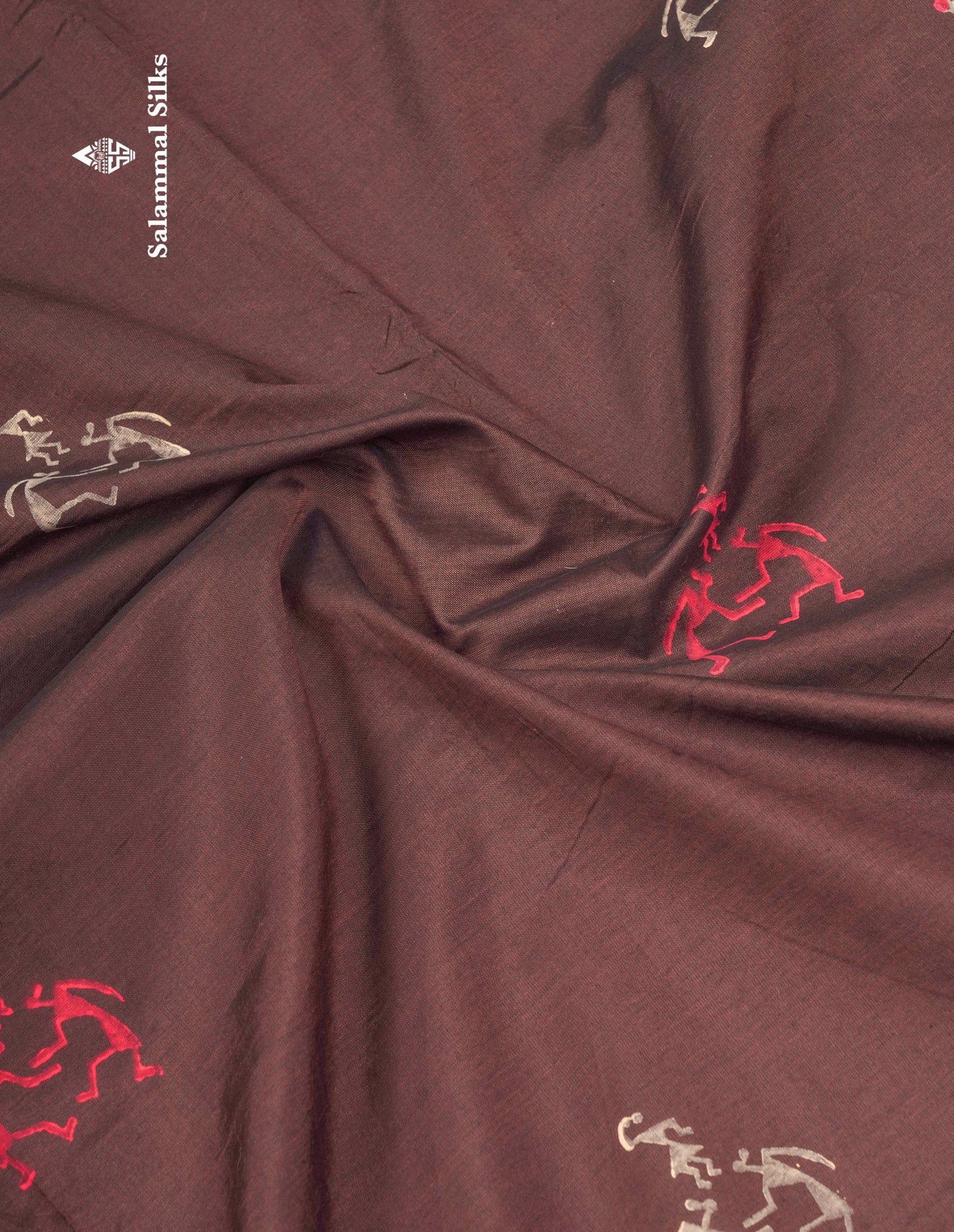 Beautiful Brown South Cotton Printed Saree With Contrast Dark Sandal Blouse
