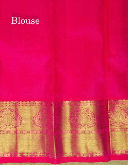 Pinkish Red Pure Kanjivaram Silk Saree 3G Zari with Gold Zari Border