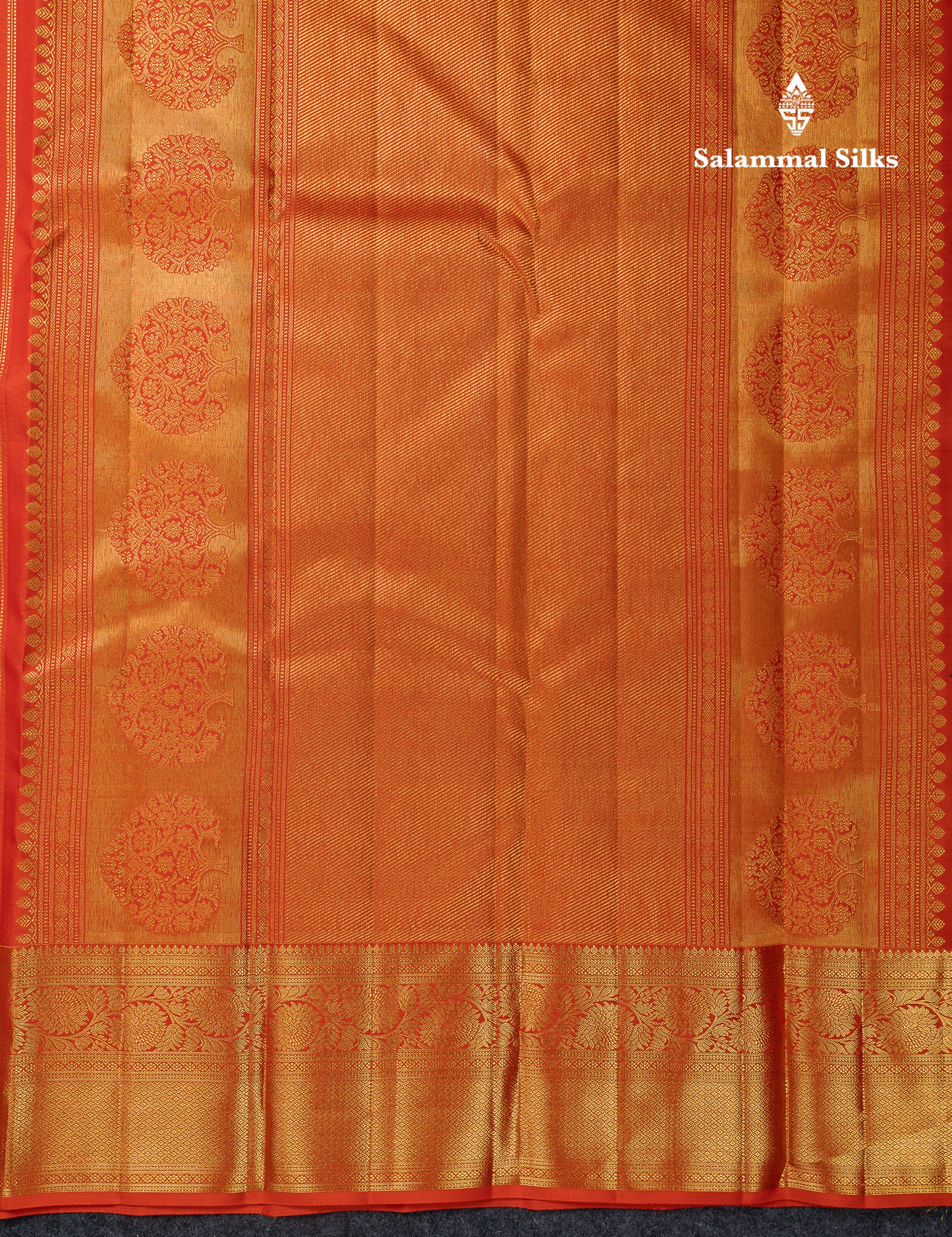 Beautiful Orange Bridal Pure Kanjivaram Silk Saree With Traditional Border
