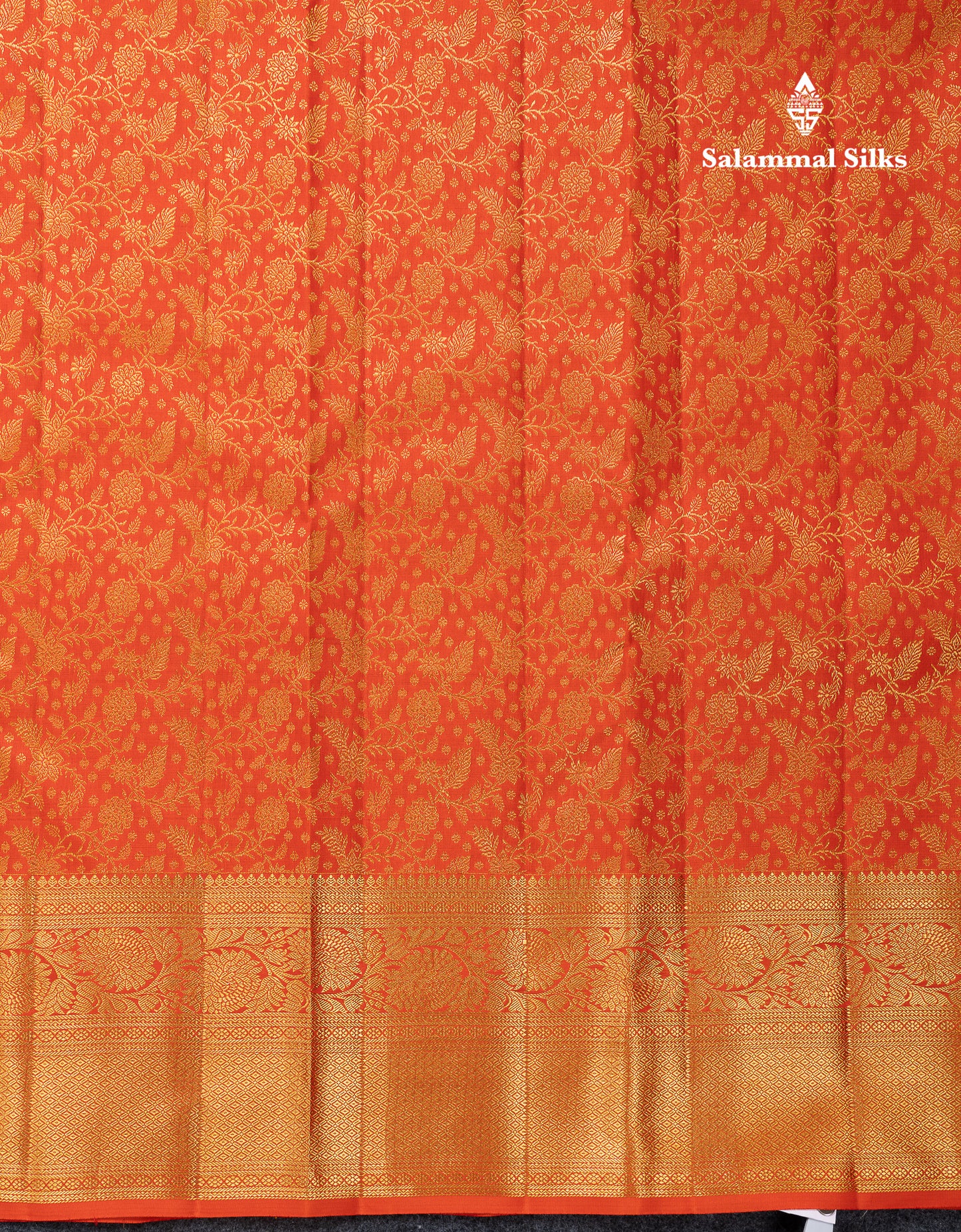 Beautiful Orange Bridal Pure Kanjivaram Silk Saree With Traditional Border