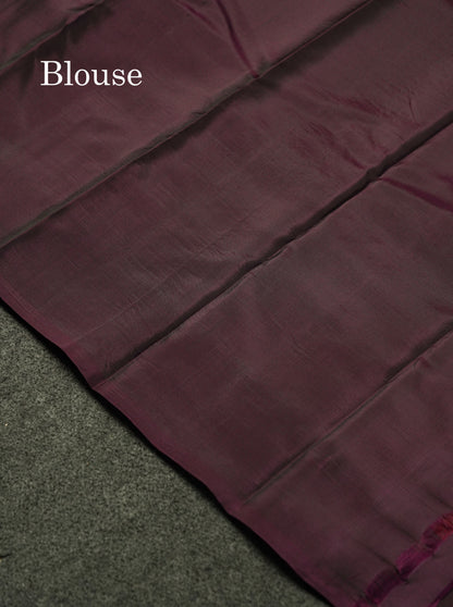Beautiful Mehandi Green PureMix Kanjivaram Soft Silk Saree With Contrast Violet Border