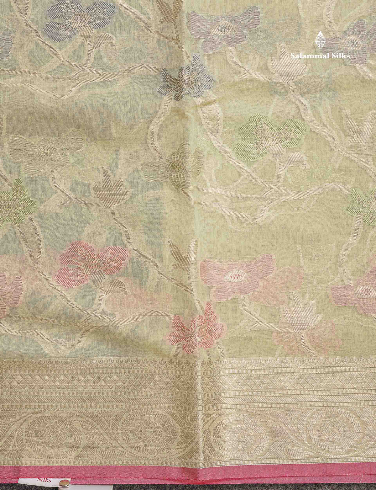 Cotton Mix Saree - Light Pista Green Colour Thread Work Body With Fancy Border