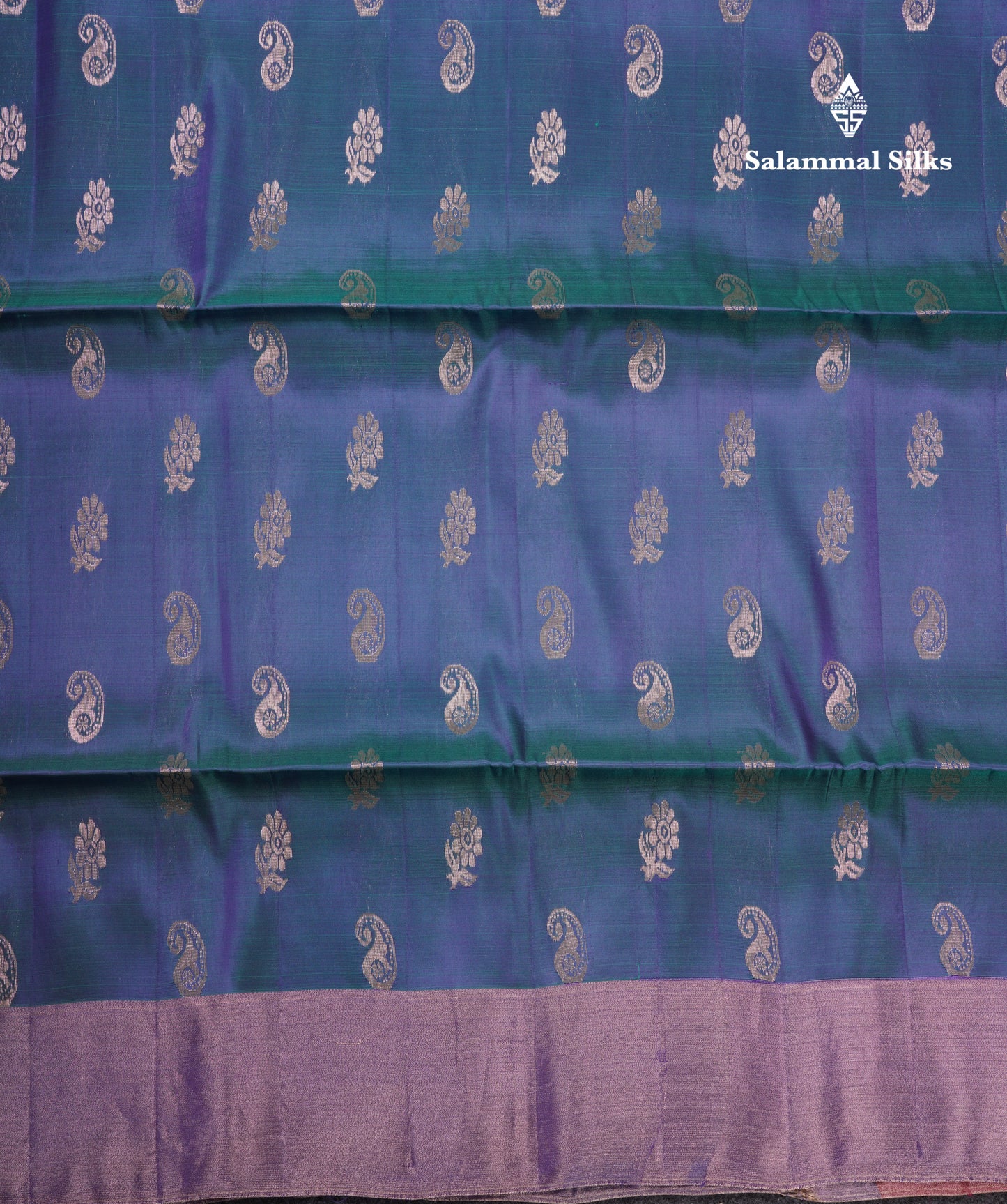 Peacock Blue Pure Silk Mix Soft Silk Saree With Contrast Pink Shade Blouse