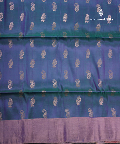 Peacock Blue Pure Silk Mix Soft Silk Saree With Contrast Pink Shade Blouse