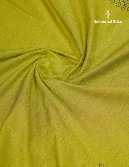 Beautiful Parrot Green South Cotton Printed Saree With Contrast Vadamalli Blouse