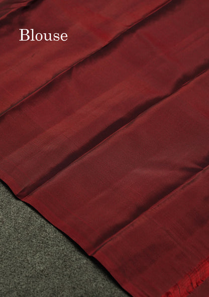Beautiful Light Lavender PureMix Kanjivaram Soft Silk Saree With Contrast Maroon Border