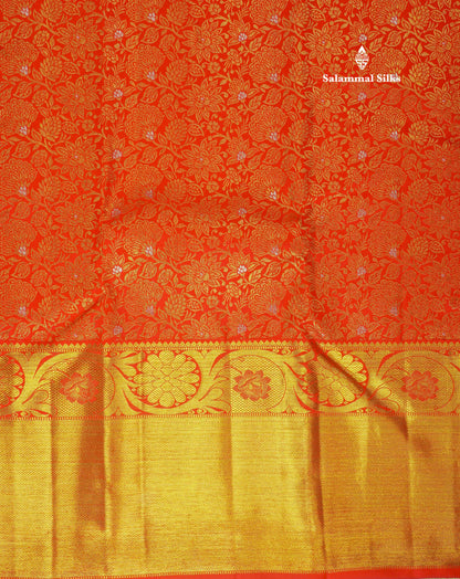 Beautiful Meenakarai Work Chilly Red Pure Kanjivaram Silk Saree Pure Zari (3G) with Gold Zari Long Border