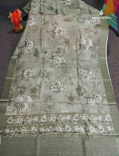 Kota Cotton Saree - Green Shade Colour Body With Fancy Border
