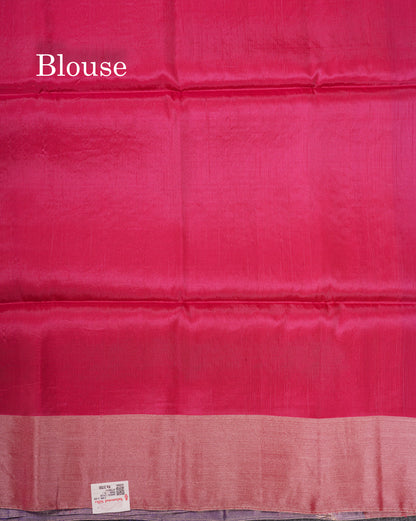 Peacock Blue Pure Silk Mix Soft Silk Saree With Contrast Pink Shade Blouse