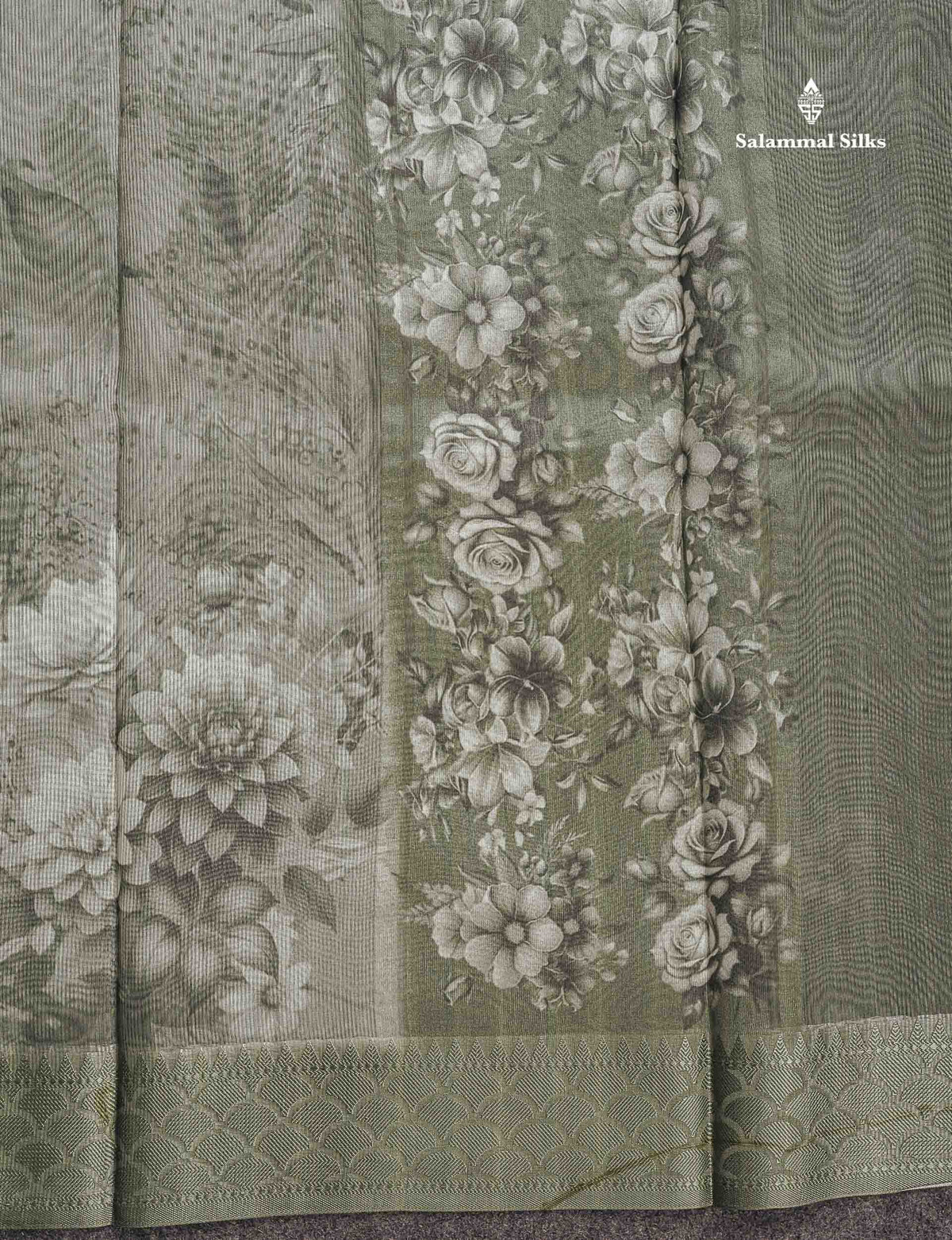 Kota Cotton Saree - Green Shade Colour Body With Fancy Border