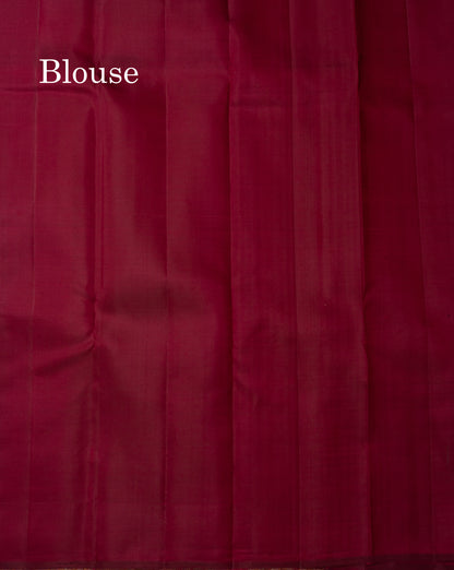 Beautiful Dark Maroon Plain Pure Kanjivaram Silk Saree With Traditional Temple Border