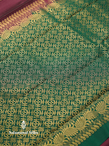 Beautiful Light Lavender PureMix Kanjivaram Soft Silk Saree With Contrast Maroon Border