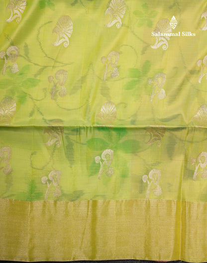 Parrot Green Pochampally Design Pure Silk Mix Soft Silk Saree With Contrast Pink Blouse