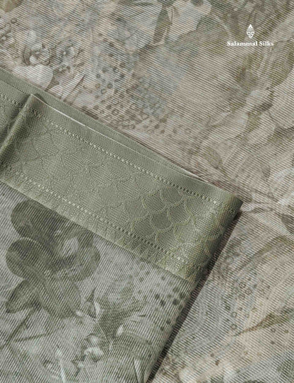 Kota Cotton Saree - Green Shade Colour Body With Fancy Border