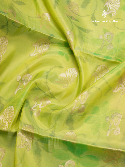 Parrot Green Pochampally Design Pure Silk Mix Soft Silk Saree With Contrast Pink Blouse