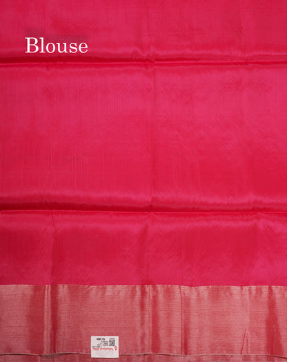 Parrot Green Pochampally Design Pure Silk Mix Soft Silk Saree With Contrast Pink Blouse