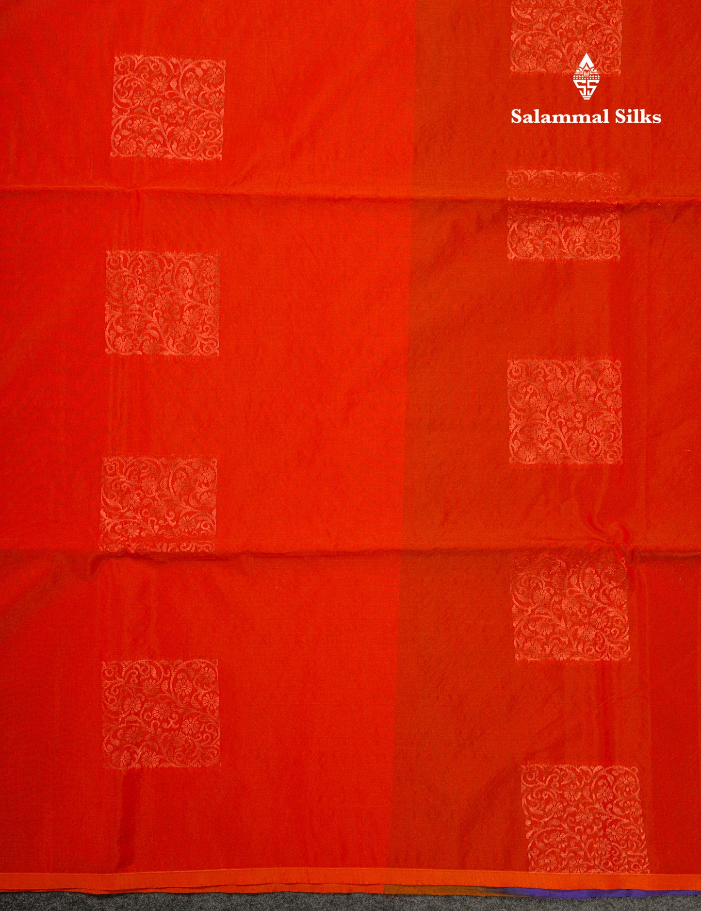 Beautiful Reddish Orange SICO Cotton Saree With Contrast Violet Blouse