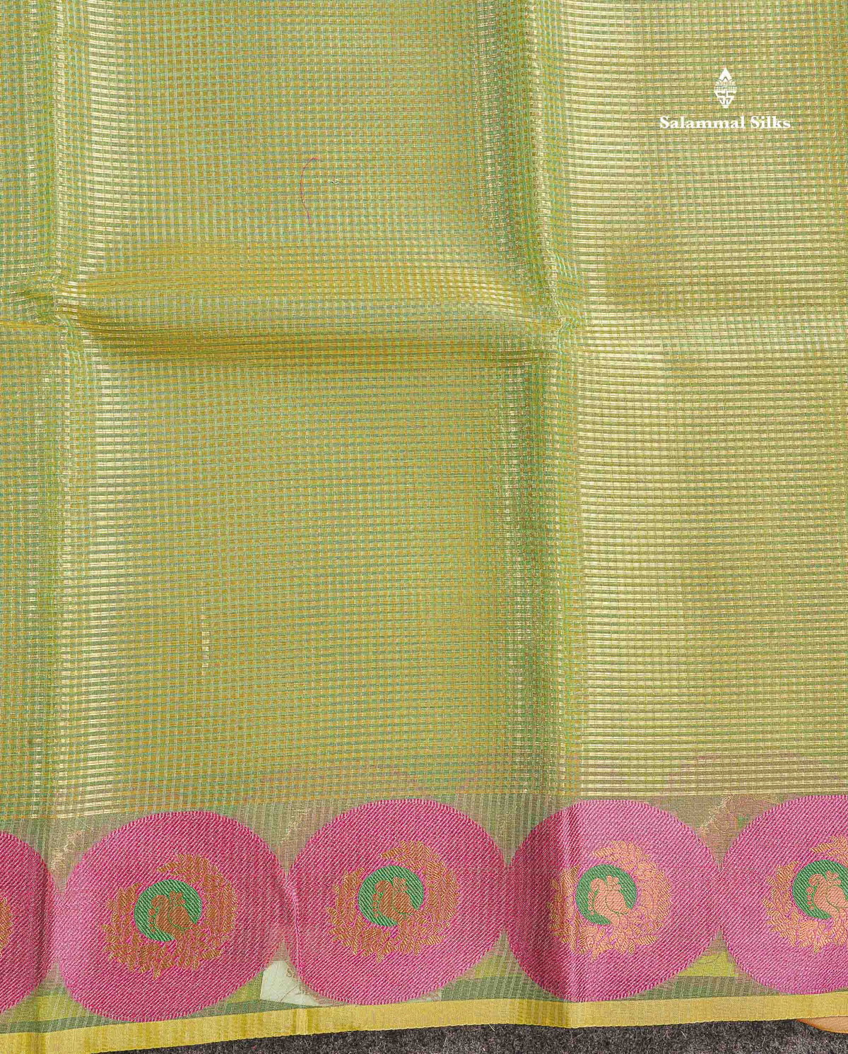 Tissue Saree - Light Green Colour Body With Fancy Border