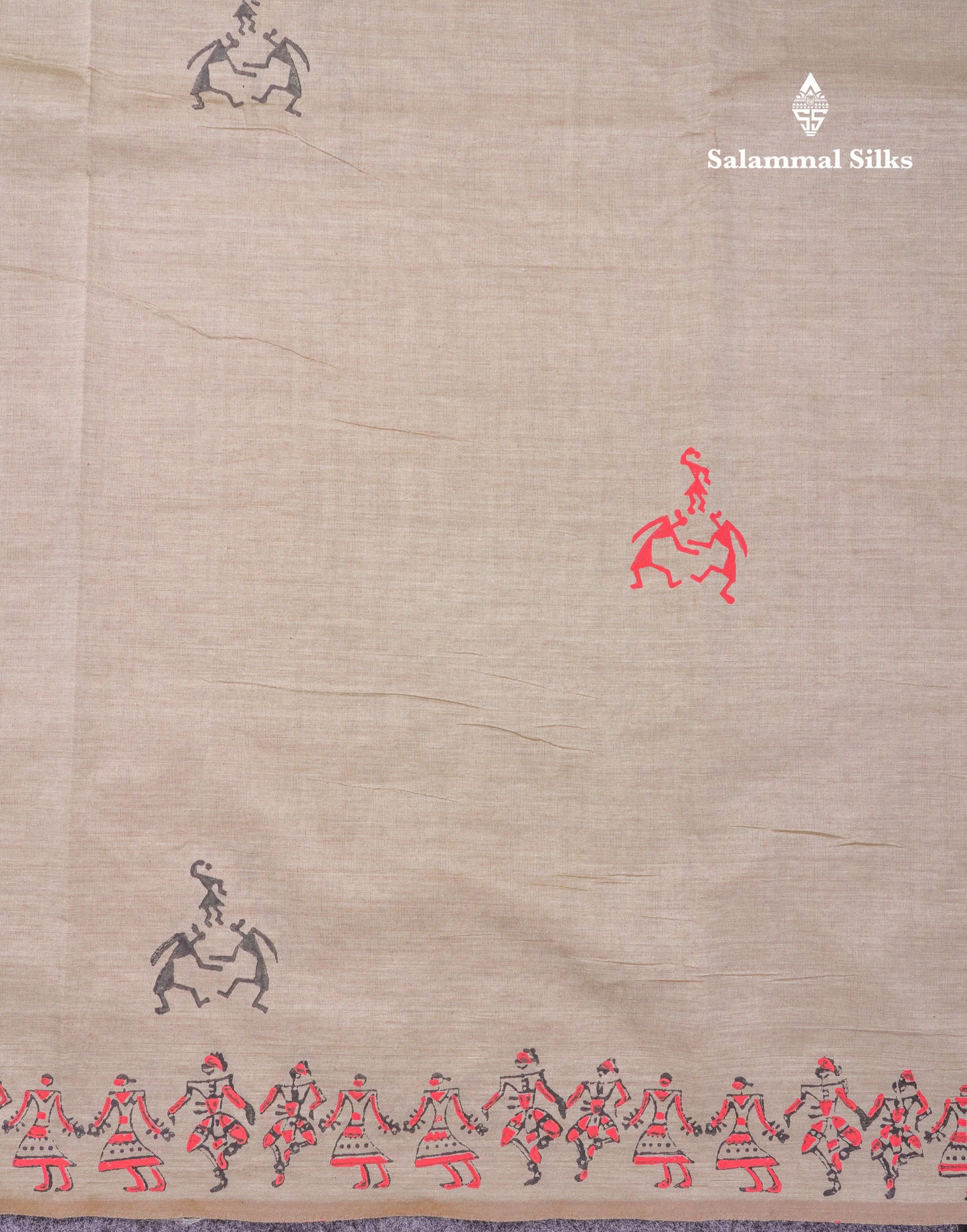 Beautiful Brown South Cotton Printed Saree With Contrast Dark Sandal Blouse