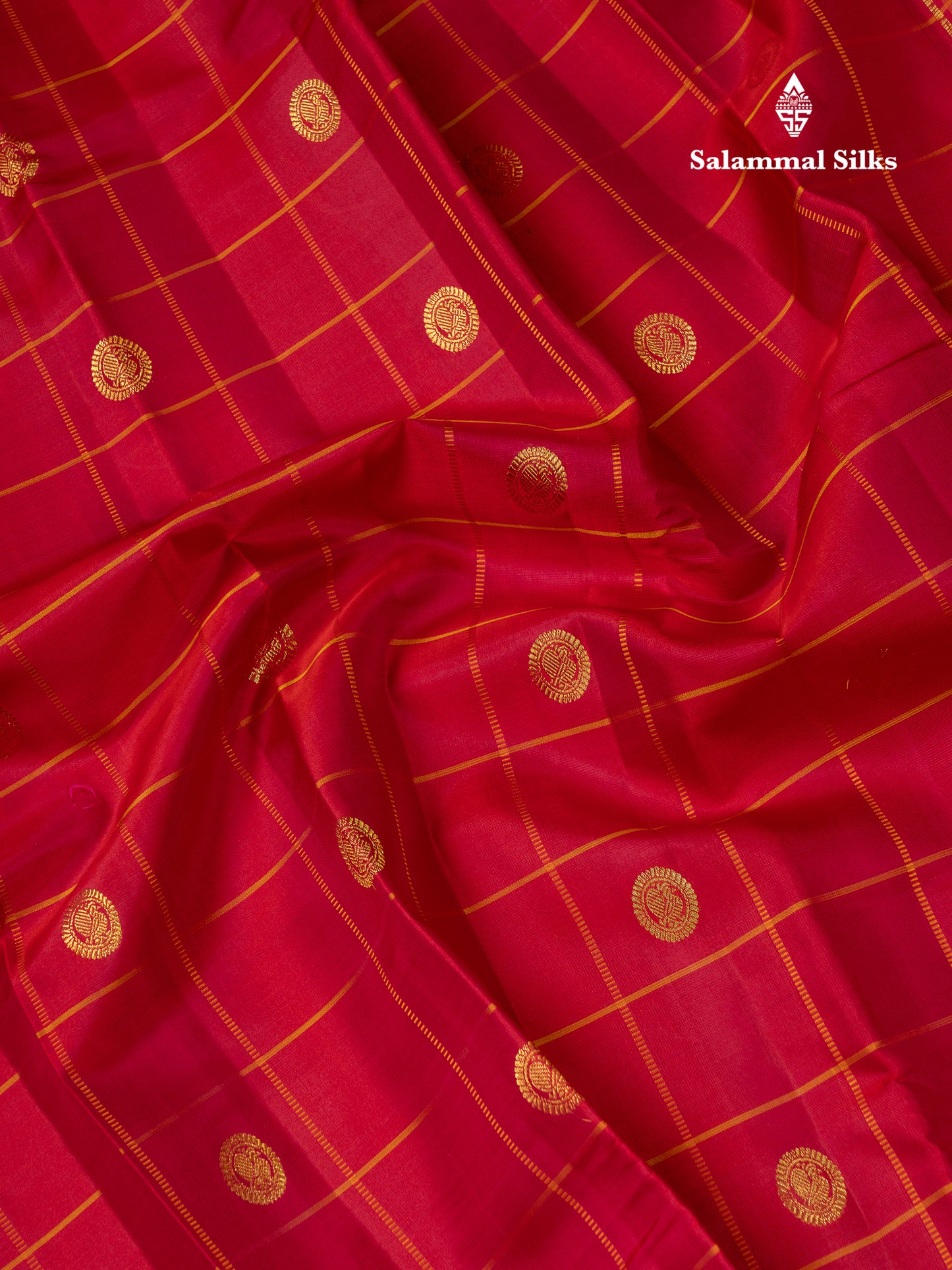Beautiful Dark Brown Checks With Zari Butta Pure Kanjivaram Silk Saree With Contrast Mustard Yellow Traditional Gap Border