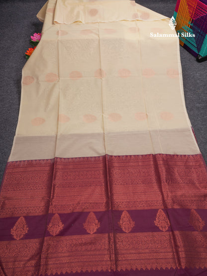 Beautiful Half White SICO Cotton Saree With Contrast Magenta Blouse