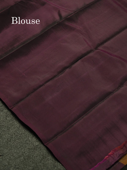 Beautiful Mehandi Green PureMix Kanjivaram Soft Silk Saree With Contrast Violet Border