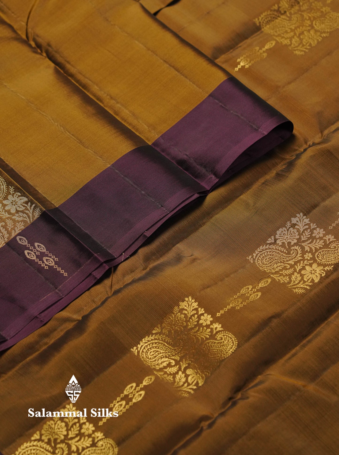 Beautiful Mehandi Green PureMix Kanjivaram Soft Silk Saree With Contrast Violet Border
