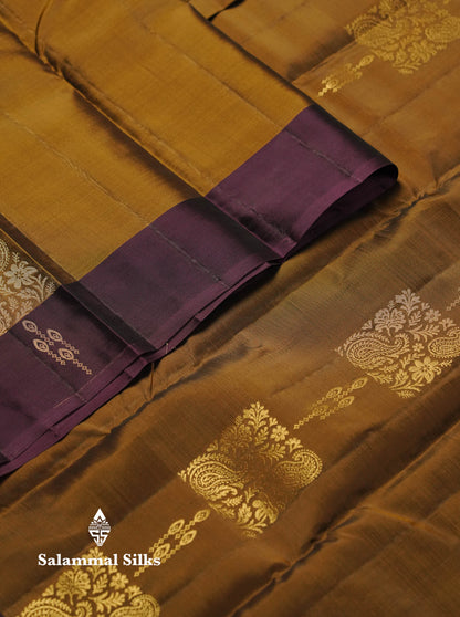 Beautiful Mehandi Green PureMix Kanjivaram Soft Silk Saree With Contrast Violet Border