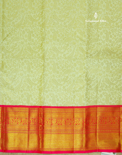Half White Pure Kanjivaram Silk Saree 2G Zari With Contrast Pink Traditional Border