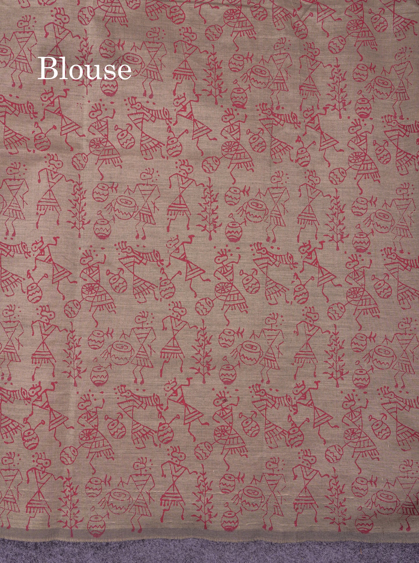 Beautiful Reddish Maroon South Cotton Printed Saree With Contrast Cream Sandal Blouse
