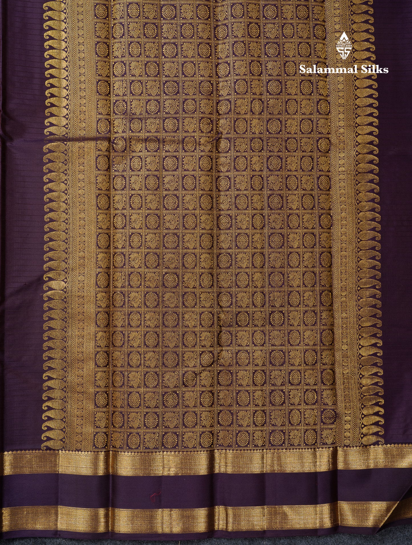 Beautiful Olive Mustard Yellow Pure Kanjivaram Silk Saree With Contrast Dark Violet Traditional Gap Border