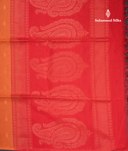 Beautiful Mustard Yellow SICO Cotton Saree With Contrast Red Blouse