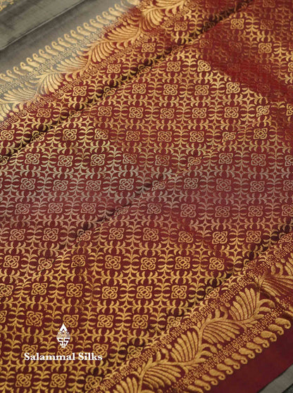 Beautiful Light Lavender PureMix Kanjivaram Soft Silk Saree With Contrast Maroon Border