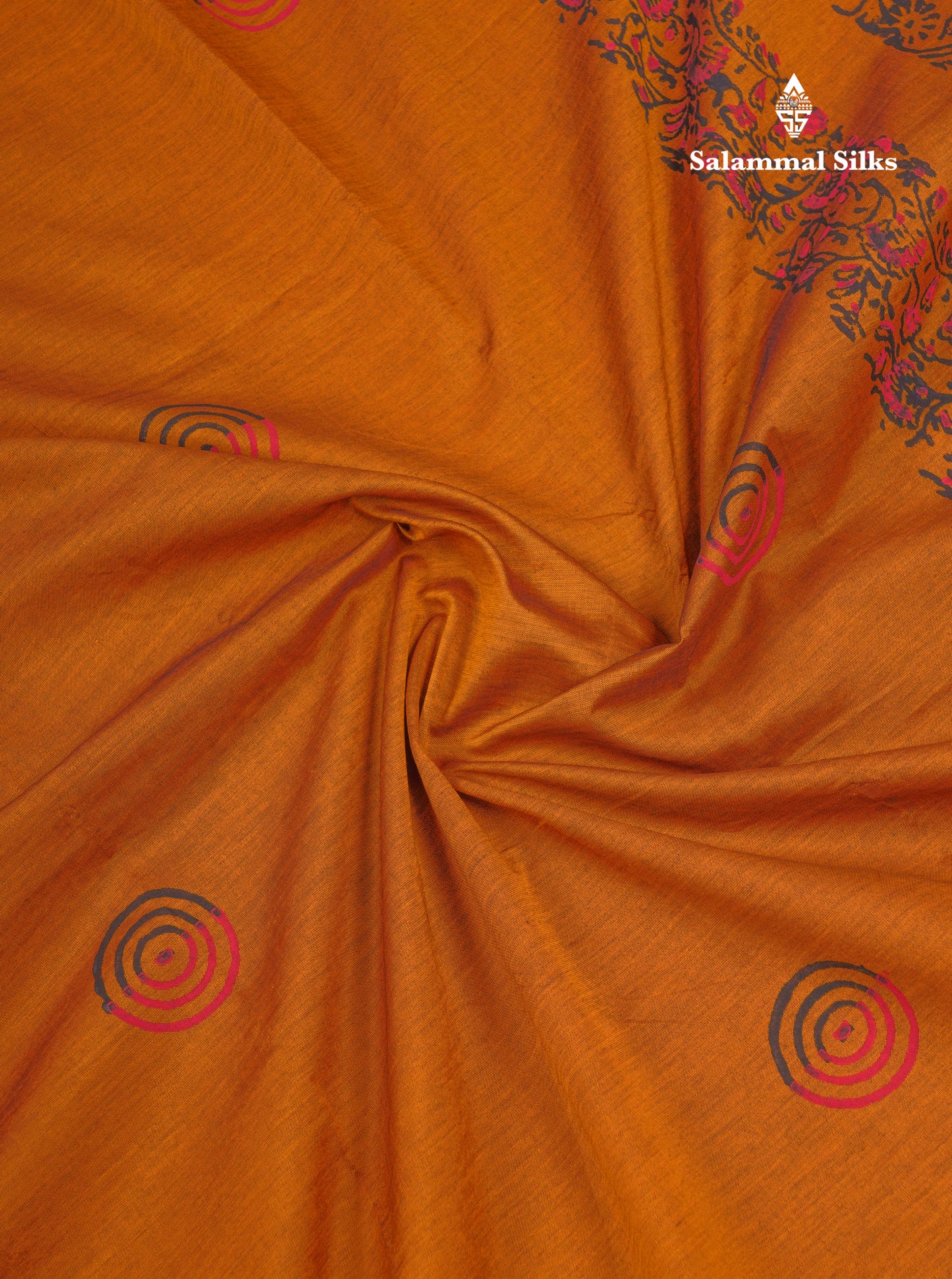 Beautiful Mustard Yellow South Cotton Printed Saree With Contrast Black Blouse