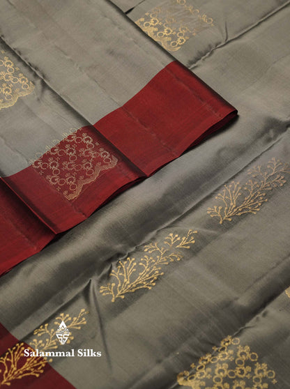 Beautiful Light Lavender PureMix Kanjivaram Soft Silk Saree With Contrast Maroon Border