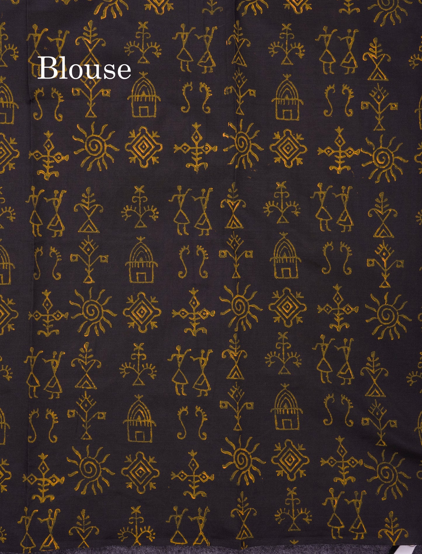 Beautiful Mustard Yellow South Cotton Printed Saree With Contrast Black Blouse