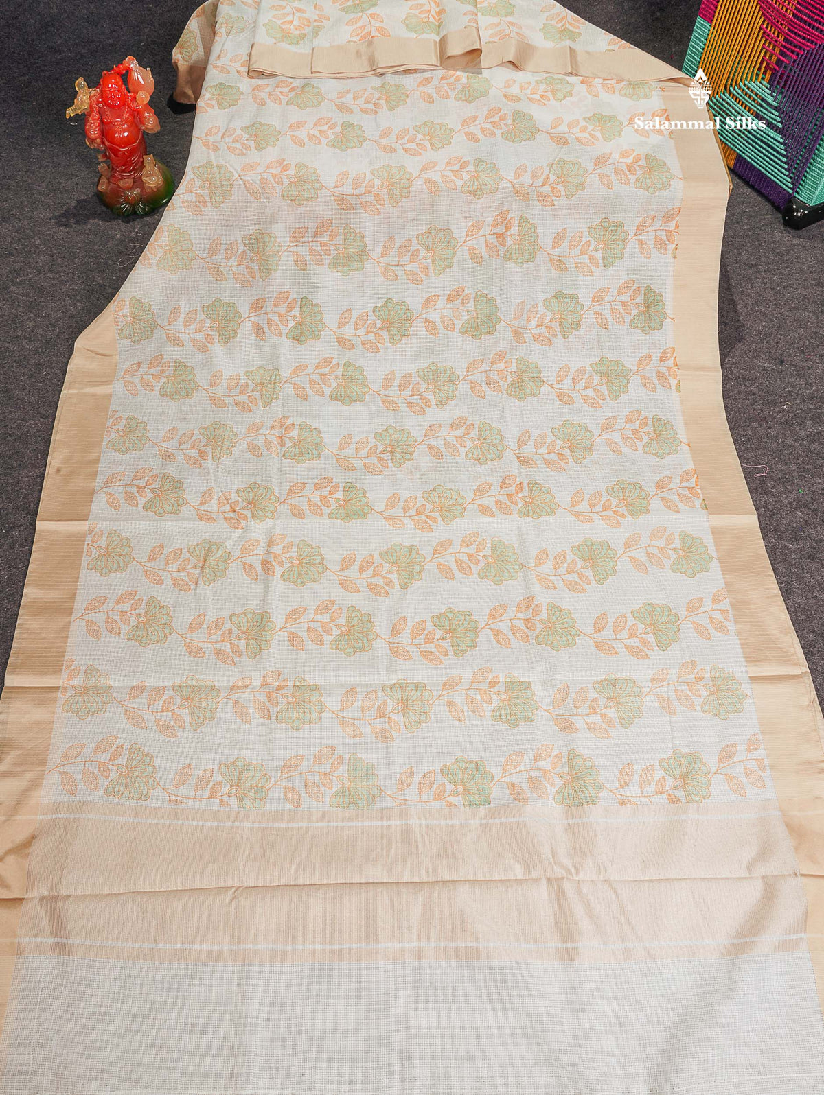 Beautiful Pastel Blue Kota Cotton Fancy Saree With Contrast Sandal Plain Border