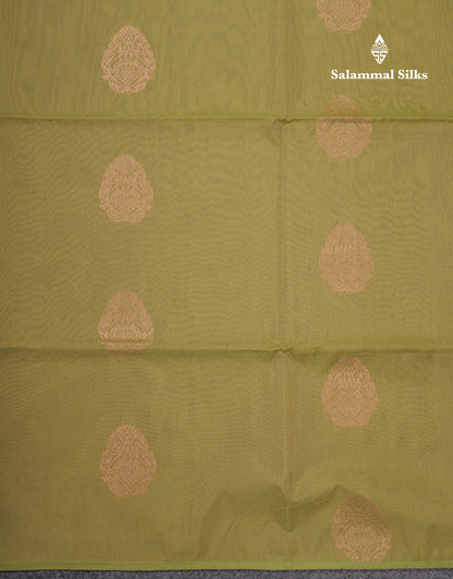 Beautiful Olive Green SICO Cotton Saree With Contrast Magenta Blouse