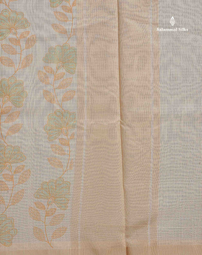 Beautiful Pastel Blue Kota Cotton Fancy Saree With Contrast Sandal Plain Border