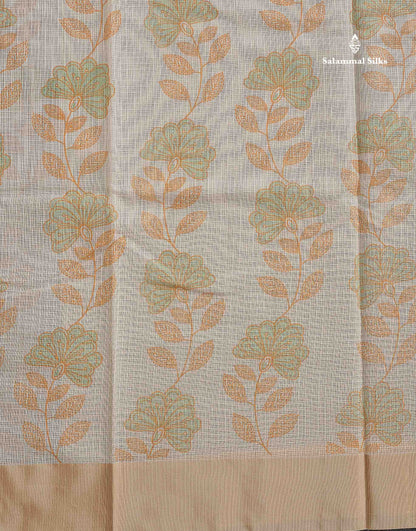 Beautiful Pastel Blue Kota Cotton Fancy Saree With Contrast Sandal Plain Border