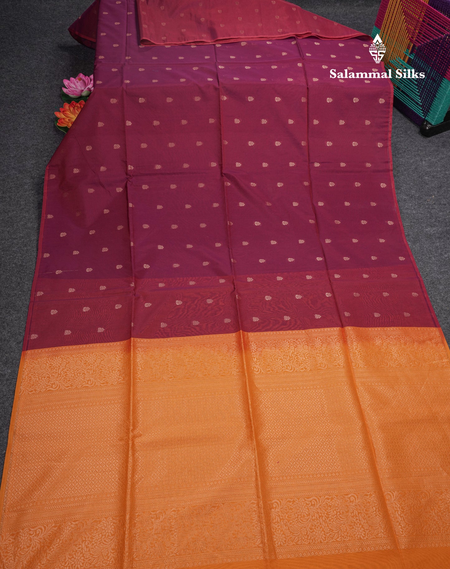 Beautiful Magenta SICO Cotton Saree With Contrast Mustard Yellow Blouse
