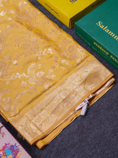 Beautiful Dark Maroon Semi Banaras Saree With Fancy Border