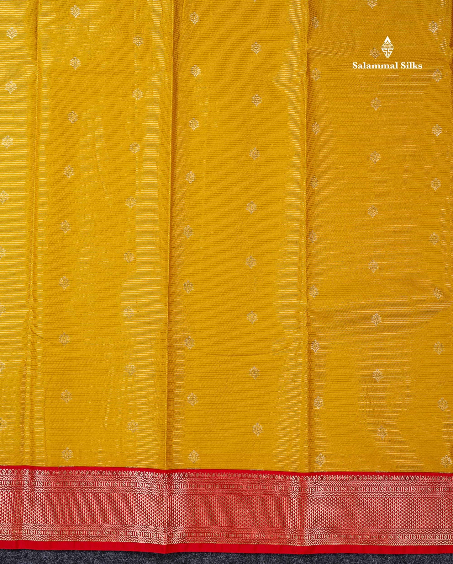 Semi Silk Saree - Mehandi Green Butta With Vaira Oosi Lines Along With Contrast Red Traditional Medium Border