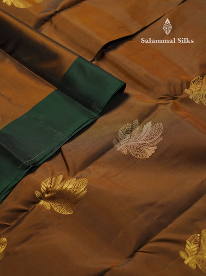 Beautiful Maroon PureMix Kanjivaram Soft Silk Saree With Contrast Bottle Green Border