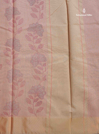 Beautiful Pastel Blue Kota Cotton Fancy Saree With Contrast Sandal Plain Border
