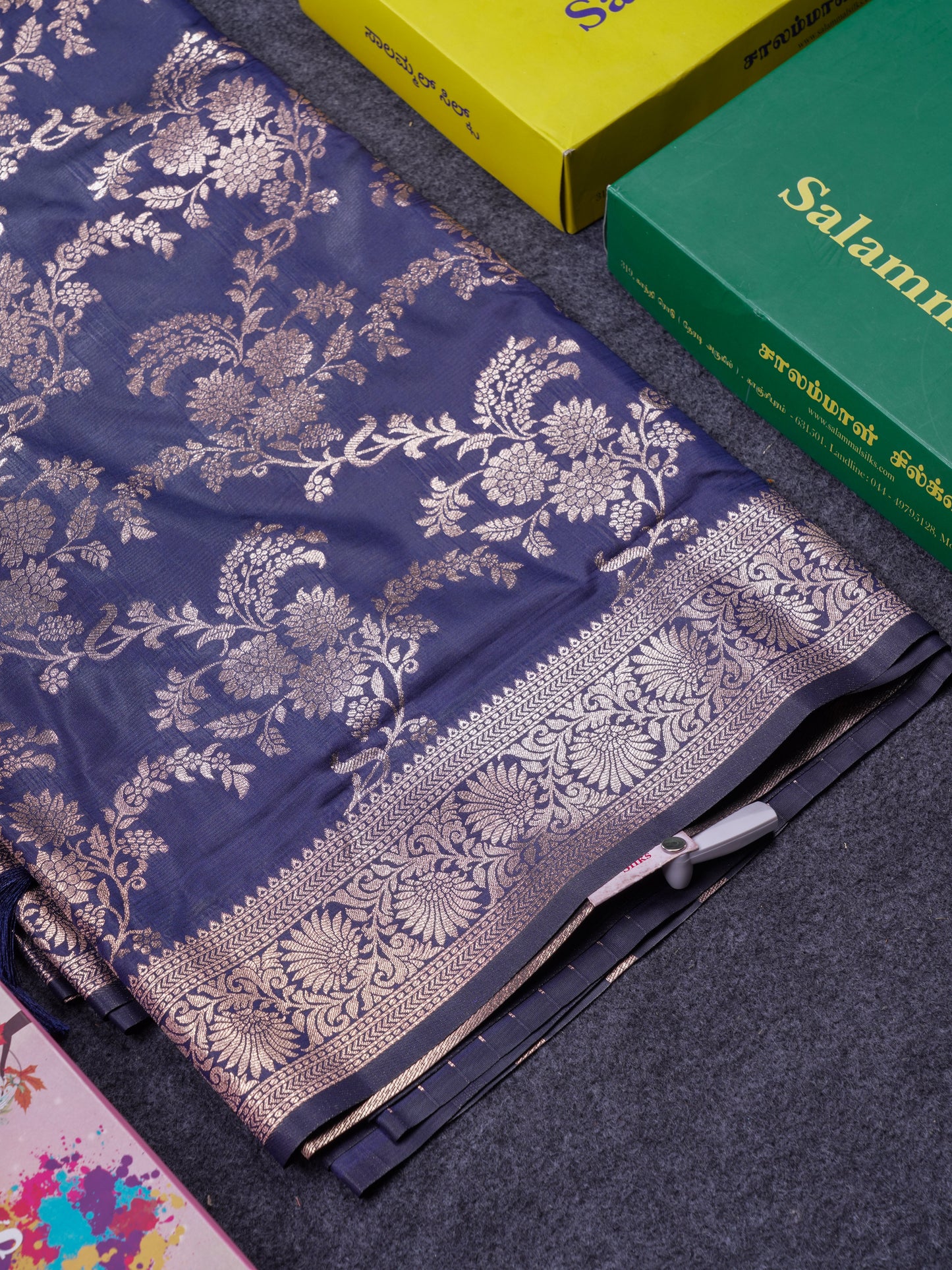 Beautiful Dark Maroon Semi Banaras Saree With Fancy Border