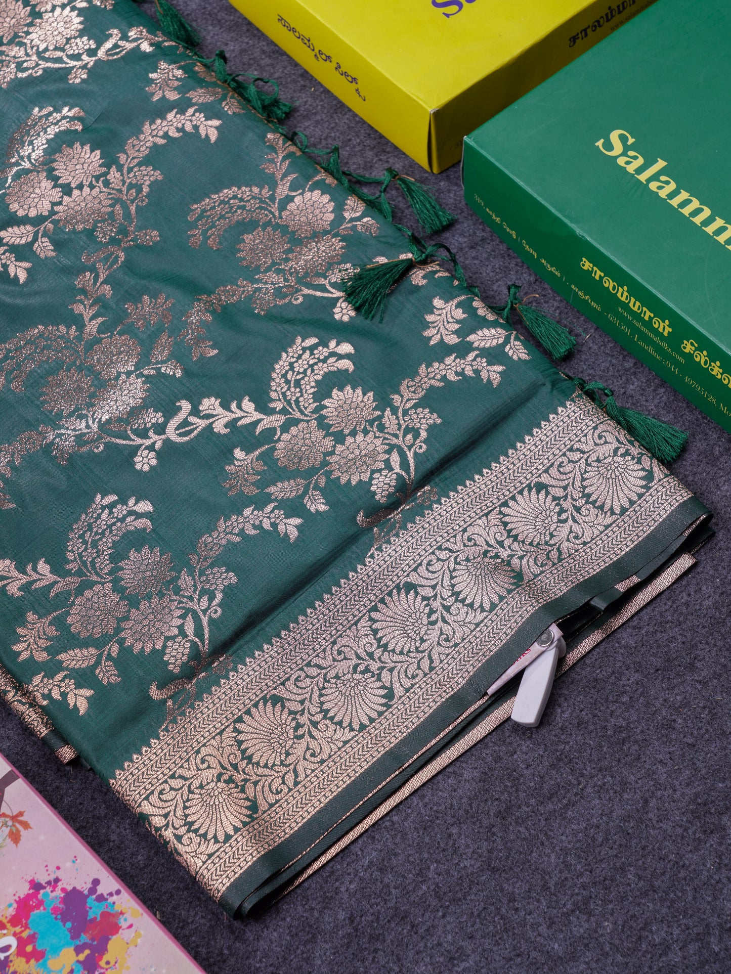 Beautiful Dark Maroon Semi Banaras Saree With Fancy Border